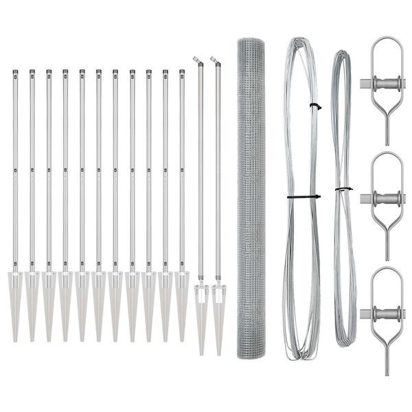 vidaXL Fence Post Silver 25 x 1.6 m (25 x 25 mm mesh) Steel