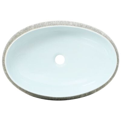 vidaXL Countertop Basin Grey and Blue Oval 59x40x15 cm Ceramic