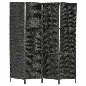 vidaXL 4-Panel Room Divider Black 154x160 cm Water Hyacinth