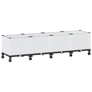 vidaXL Garden Planter with Wheels White 160 x 40 x 48 cm PP