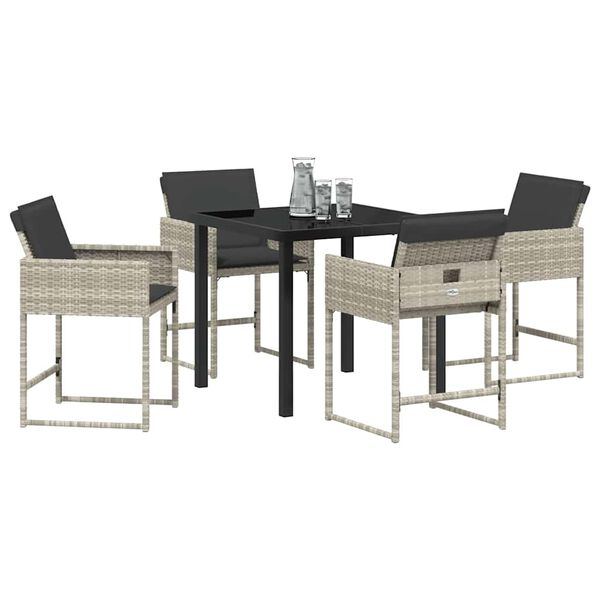 vidaXL Garden Dining Set 5 pcs Light Grey Poly Rattan