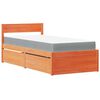 vidaXL Bed with Drawers and Mattress Wax Brown 90x190 cm Single Solid Wood Pine