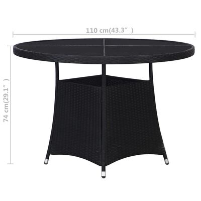vidaXL Garden Table Black 110x74 cm Poly Rattan