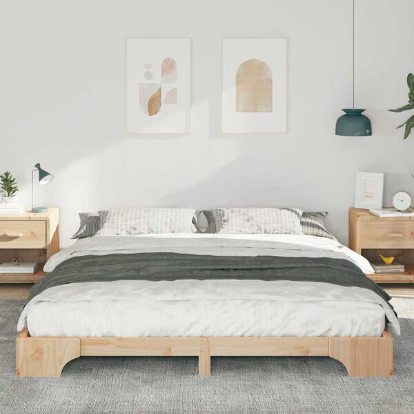 vidaXL Bed Frame Brown 200 x 210 cm Solid Pine Wood