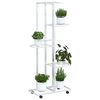 vidaXL 5-Floor Flower Stand with Wheels 44x23x100 cm White Iron