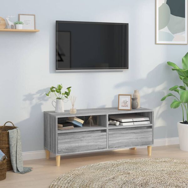 vidaXL TV Cabinet Grey Sonoma 100x34.5x44.5 cm Engineered Wood