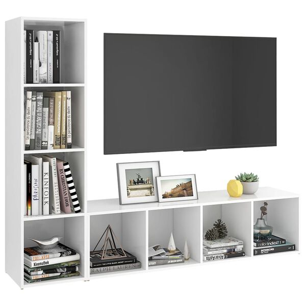 vidaXL TV Cabinets 2 pcs White 142.5x35x36.5 cm Engineered Wood