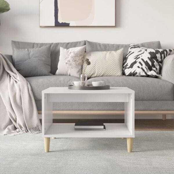 vidaXL Coffee Table High Gloss White 60x50x40 cm Engineered Wood