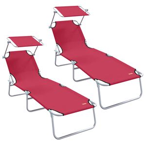 vidaXL Sun Lounger 2 pcs Polyester Red