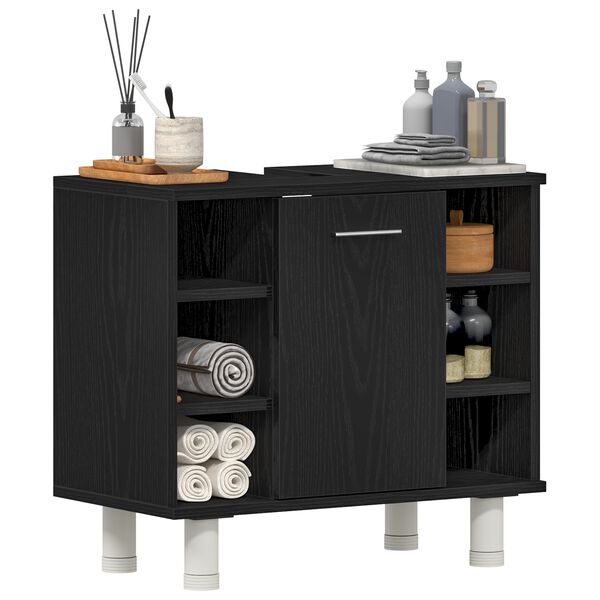 vidaXL Bathroom Cabinet Black Oak 60 x 32 x 54 cm Engineered Wood