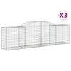 vidaXL Arched Gabion Baskets 3 pcs 300x50x80/100 cm Galvanised Iron