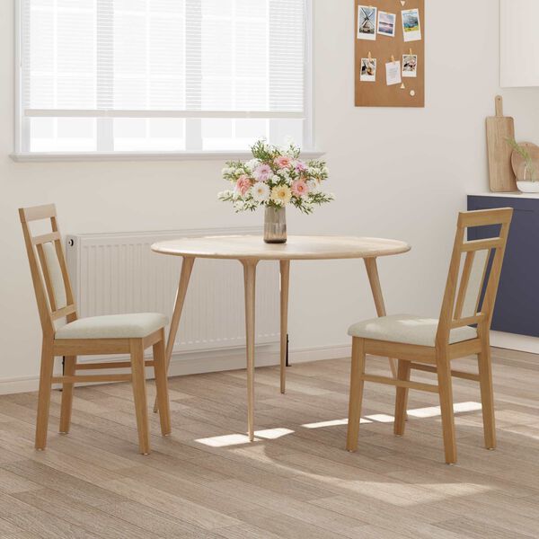 vidaXL Dining Chair 2 pcs Natural and Light Solid Rubber Wood