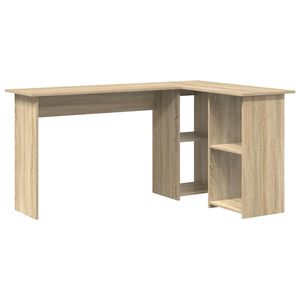 vidaXL Desk with Shelf Sonoma Oak 142 x 102 x 73 cm Engineered Wood