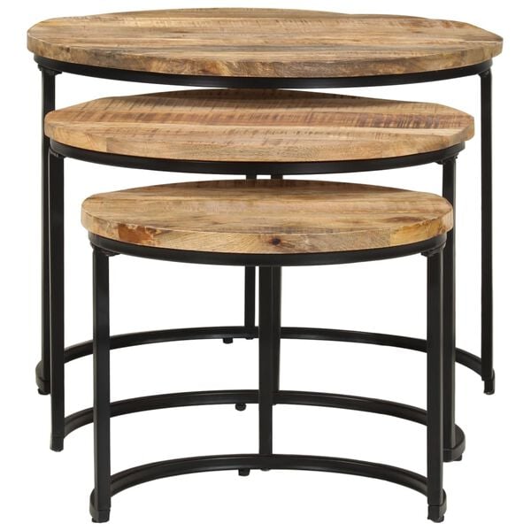 vidaXL Nesting Tables 3 pcs Rough Mango Wood