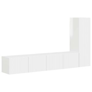 vidaXL TV Cabinet Set 3 pcs High Gloss White Engineered Wood