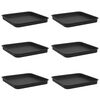 vidaXL Square Flower Tray 6 pcs Black 25.5 x 25.5 x 2.5 cm Plastic