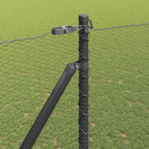 vidaXL Fence Post Grey 25 x 1.6 m (13 mm mesh) Steel and PVC