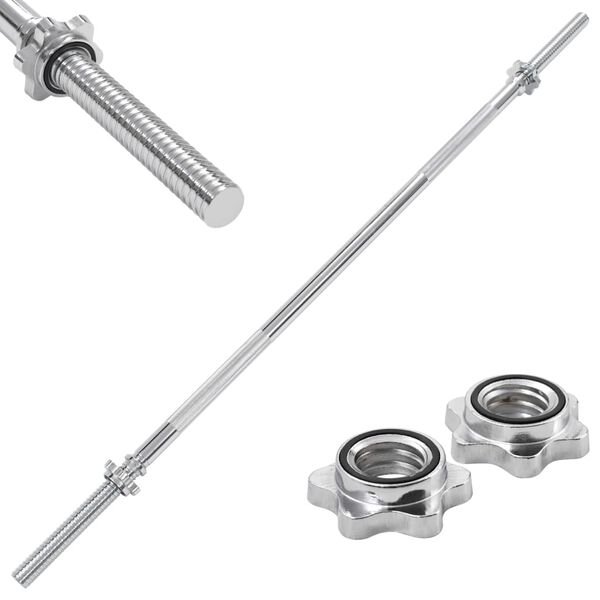 vidaXL Barbell Bar 3x140 cm Solid Steel Silver
