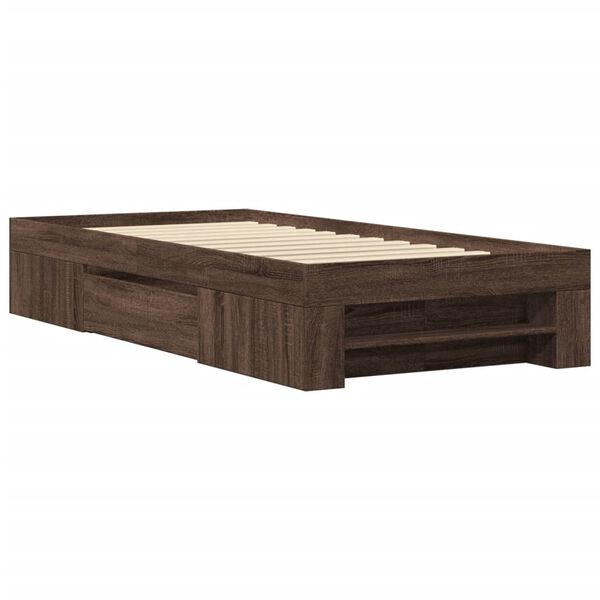 vidaXL Bed Frame without Mattress Brown Oak 90x200 cm Engineered Wood
