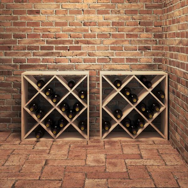 vidaXL Wine Rack 2 pcs Natural 62 x 25 x 62 cm Solid Pine Wood