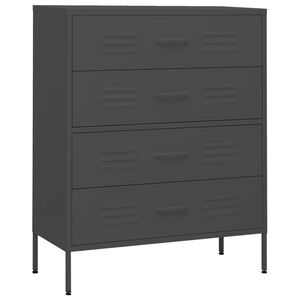 vidaXL Chest of Drawers Anthracite 80x35x101.5 cm Steel