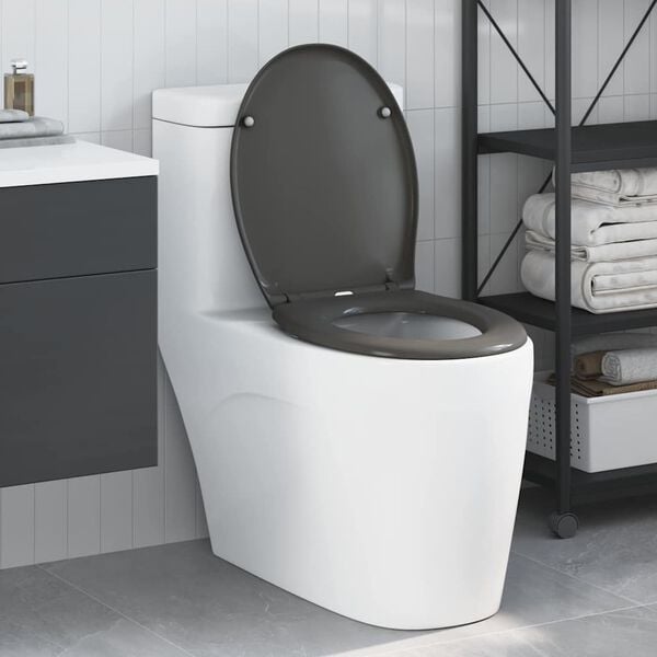 vidaXL Toilet Seat Anthracite 47 x 37 x 4 cm Duroplast