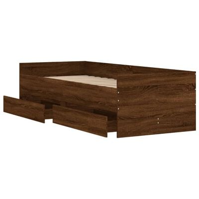 vidaXL Bed Frame with Drawers Brown Oak 75x190 cm Small Single