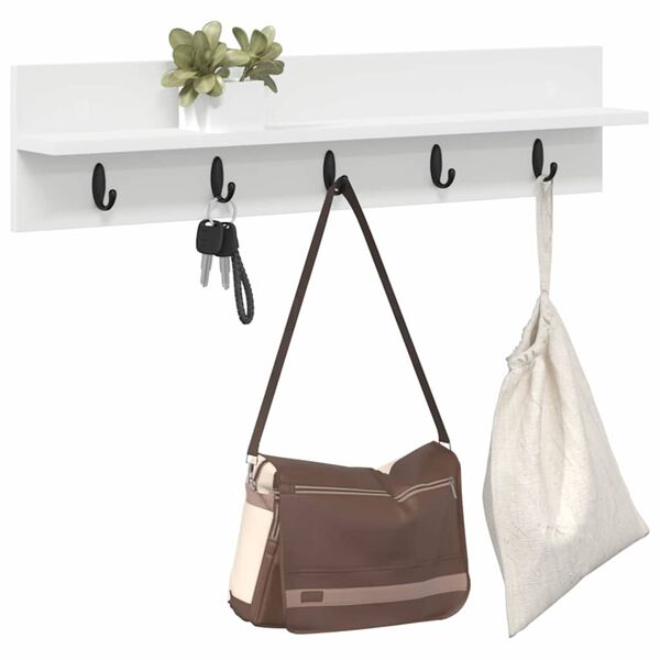 vidaXL Wall-Mounted Coat Rack White 80 x 10.5 x 18 cm Engineered wood