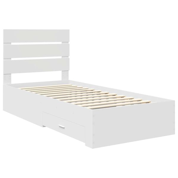 vidaXL Bed Frame with Drawer White 100 x 200 cm Engineered Wood