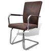 vidaXL Cantilever Dining Chairs 2 pcs Brown Faux Leather
