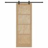 vidaXL Sliding Door Natural and Black 83 x 232 cm Solid Pine Wood