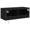 vidaXL TV Wall Cabinet with LED Lights Black 80x35x31 cm