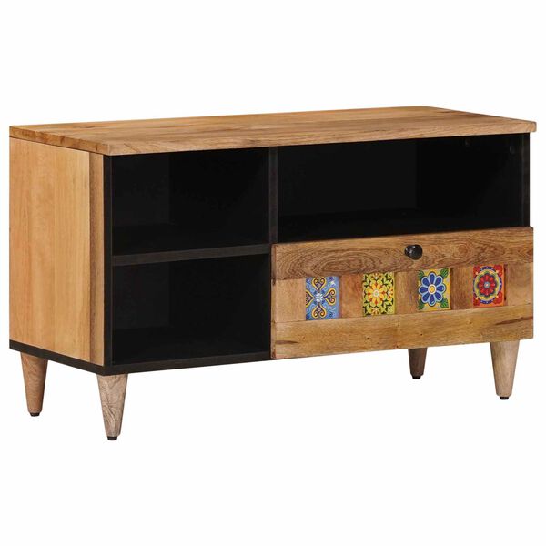 vidaXL TV Cabinet Natural 80 x 33.5 x 46 cm Solid Mango Wood