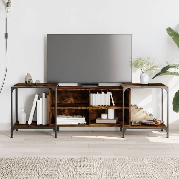 vidaXL TV Cabinet Smoked Oak 153x37x50 cm Engineered Wood