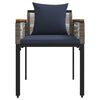 vidaXL Outdoor Furniture Set 3 pcs Grey and Navy Blue PE Rattan