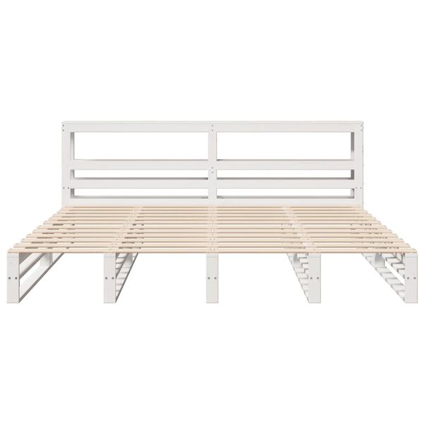 vidaXL Bed Frame without Mattress White 180x200 cm Super King Solid Wood Pine
