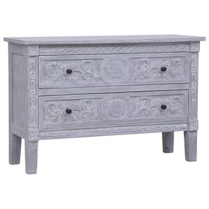 vidaXL Sideboard | Grey wash finish | Solid Mahogany wood | 90x30x60 cm