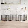 vidaXL Dog Gate with Door Foldable 4 Panels Black 320 cm Poplar Wood