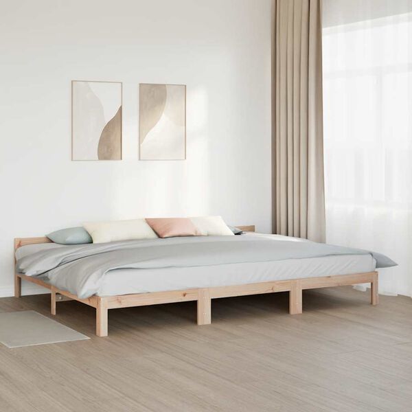 vidaXL Family Bed Frame No Mattress 270x200 cm Solid Wood Pine