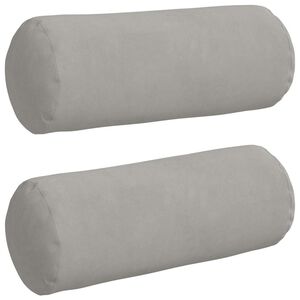 vidaXL Bolster Pillows 2 pcs Light Grey Ø 15 x 40 cm Microfibre Fabric