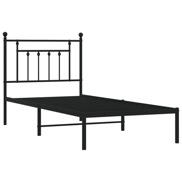 vidaXL Metal Bed Frame without Mattress with Headboard Black 90x200cm