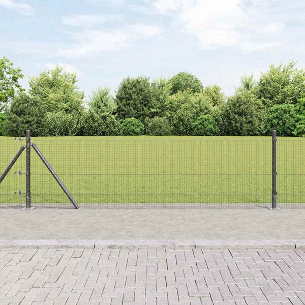 vidaXL Fence Post Grey 50 x 0.4 m (19 x 19 mm mesh) Steel and PVC