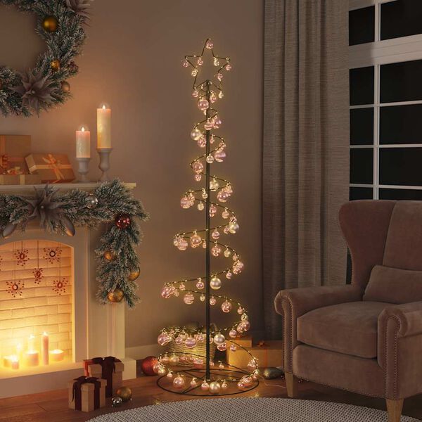 vidaXL LED Christmas Tree with Baubles 120 LEDs Warm White 180 cm