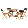 vidaXL 5 Piece Garden Dining Set Black Polypropylene and Solid Wood