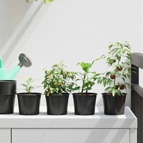 vidaXL Flower Pot 100 pcs Black &Oslash; 10 x 8 cm Plastic