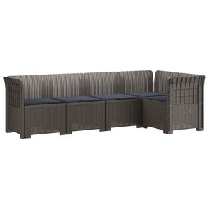 vidaXL 5-Seater Garden Sofa with Cushions Rattan Look PP Light Grey