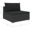 vidaXL 6 Piece Garden Lounge Set with Cushions Poly Rattan Black