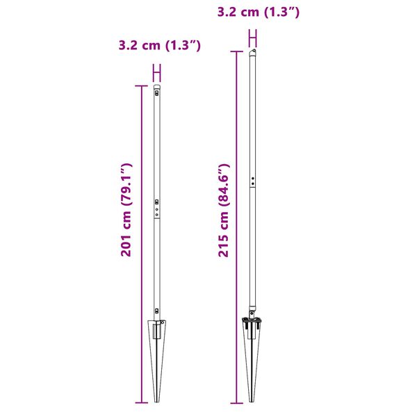 vidaXL Fence Post Other 26 pcs Silver 3.2 x 3.2 x 170 cm Steel