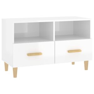 vidaXL TV Cabinet High Gloss White 80x36x50 cm Engineered Wood