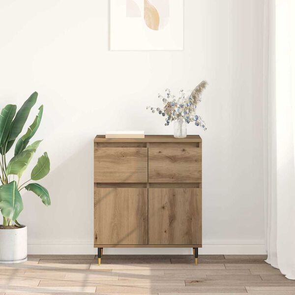 vidaXL Sideboard Artisan Oak 60 x 35 x 70 cm Engineered Wood and Iron
